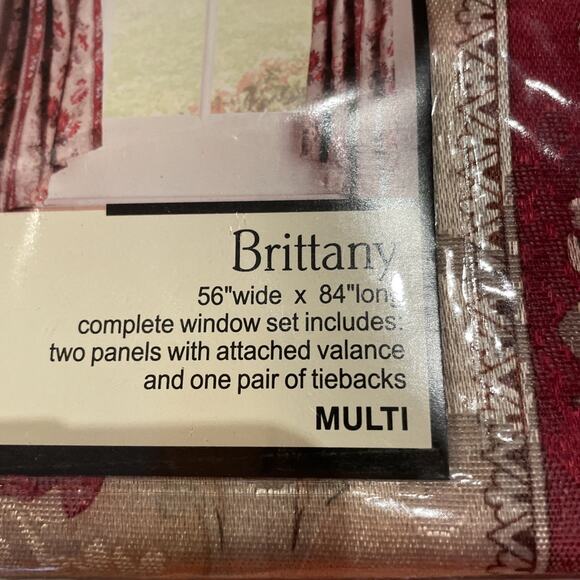 Lichtenberg Brittany Floral One Complete Window Set 56x84" Vtg Gold Red Cottage - Picture 4 of 4